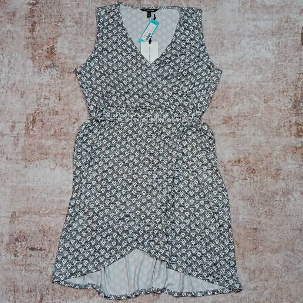 New 41 Hawthorn Liana Faux Wrap Knit Dress Grey Womens XXL